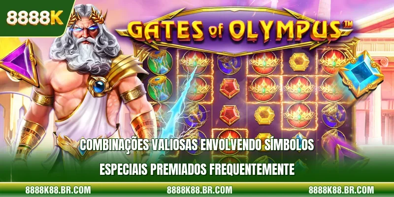 Combinações valiosas envolvendo símbolos especiais premiados frequentemente