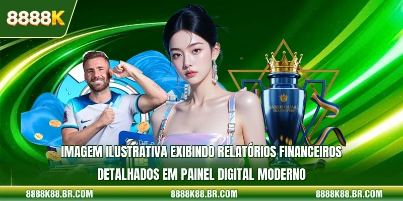 Imagem ilustrativa exibindo relatórios financeiros detalhados em painel digital moderno