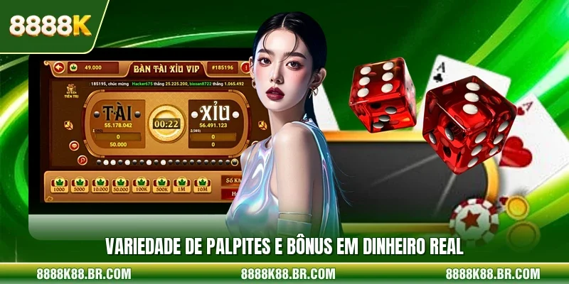 Variedade de palpites e bônus em dinheiro real